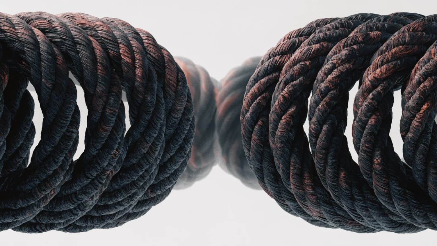 Separate coiled tone fields forming a subtle pulse in the space between them.